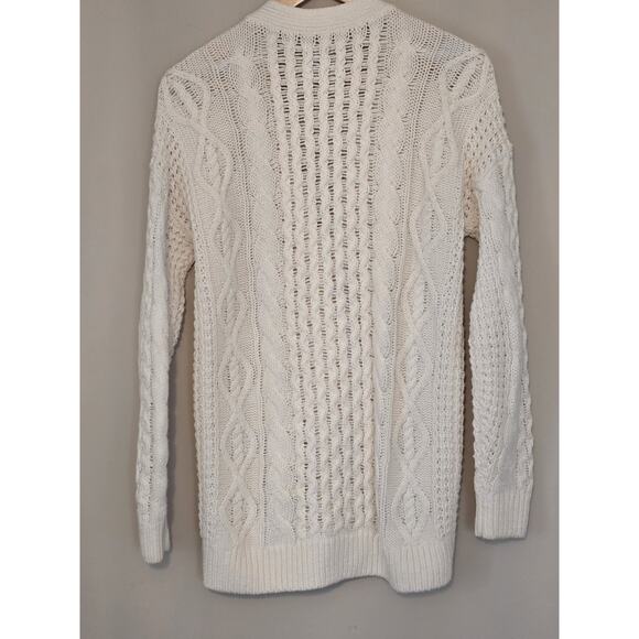 Abercrombie & Fitch Women’s Cable Knit V-Neck Button S Cardigan Sweater Ivory - Picture 5 of 5